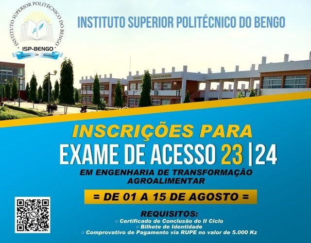 Instituto Superior Politécnico do Bengo abre incriçoes para 2023/2024